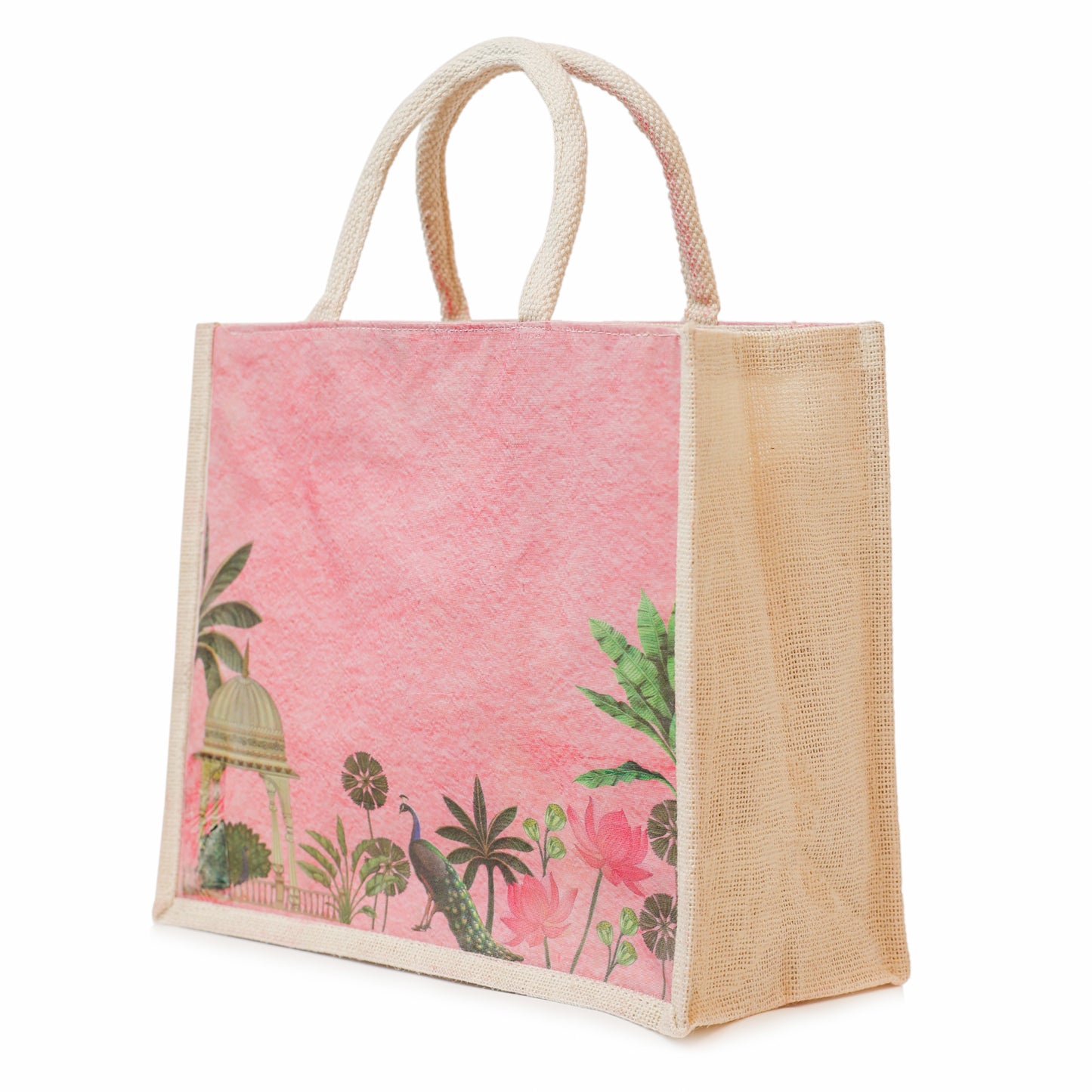 Jute Gift Bag with Transparent Window for Gifting & Return Gifts – 14x12x5 Inch