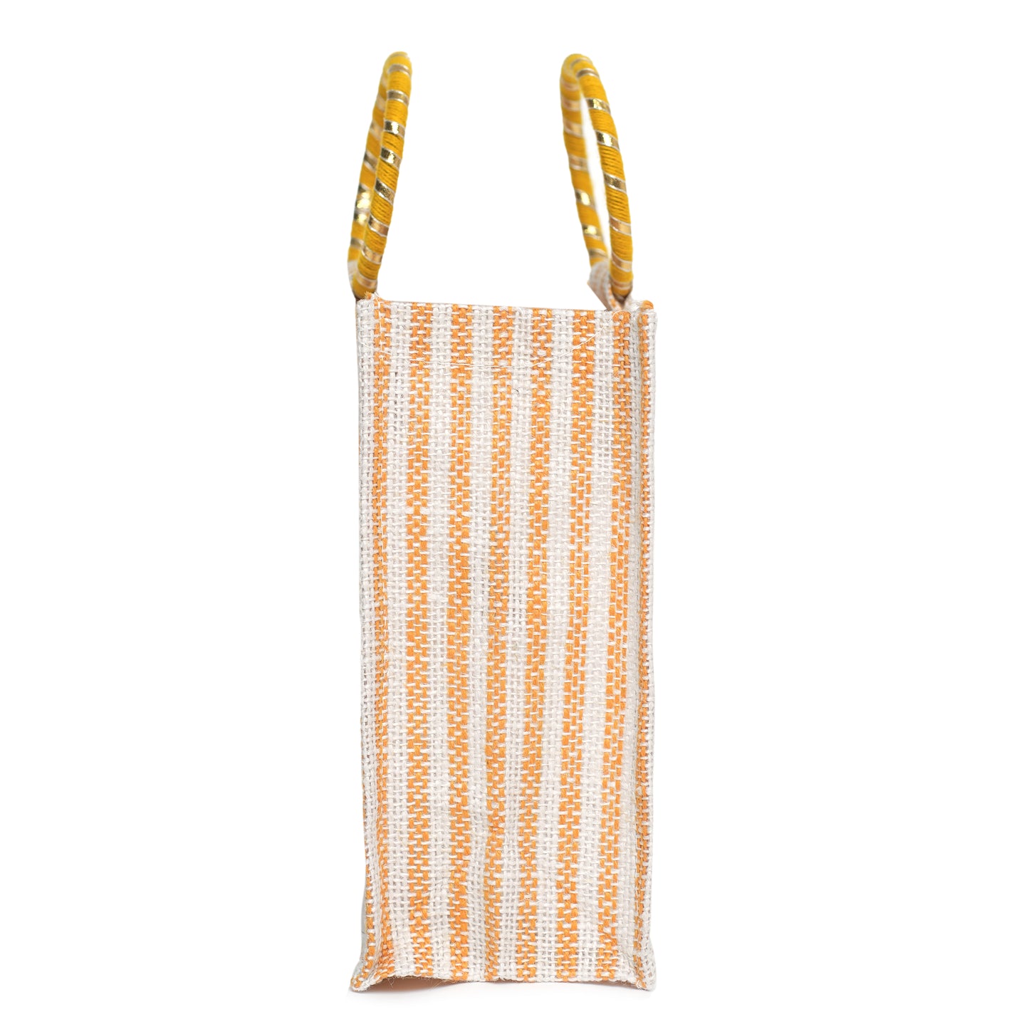 Striped Jute Gift Bag with Transparent Window – Eco-Friendly Reusable Tote (12×10×5 inch)