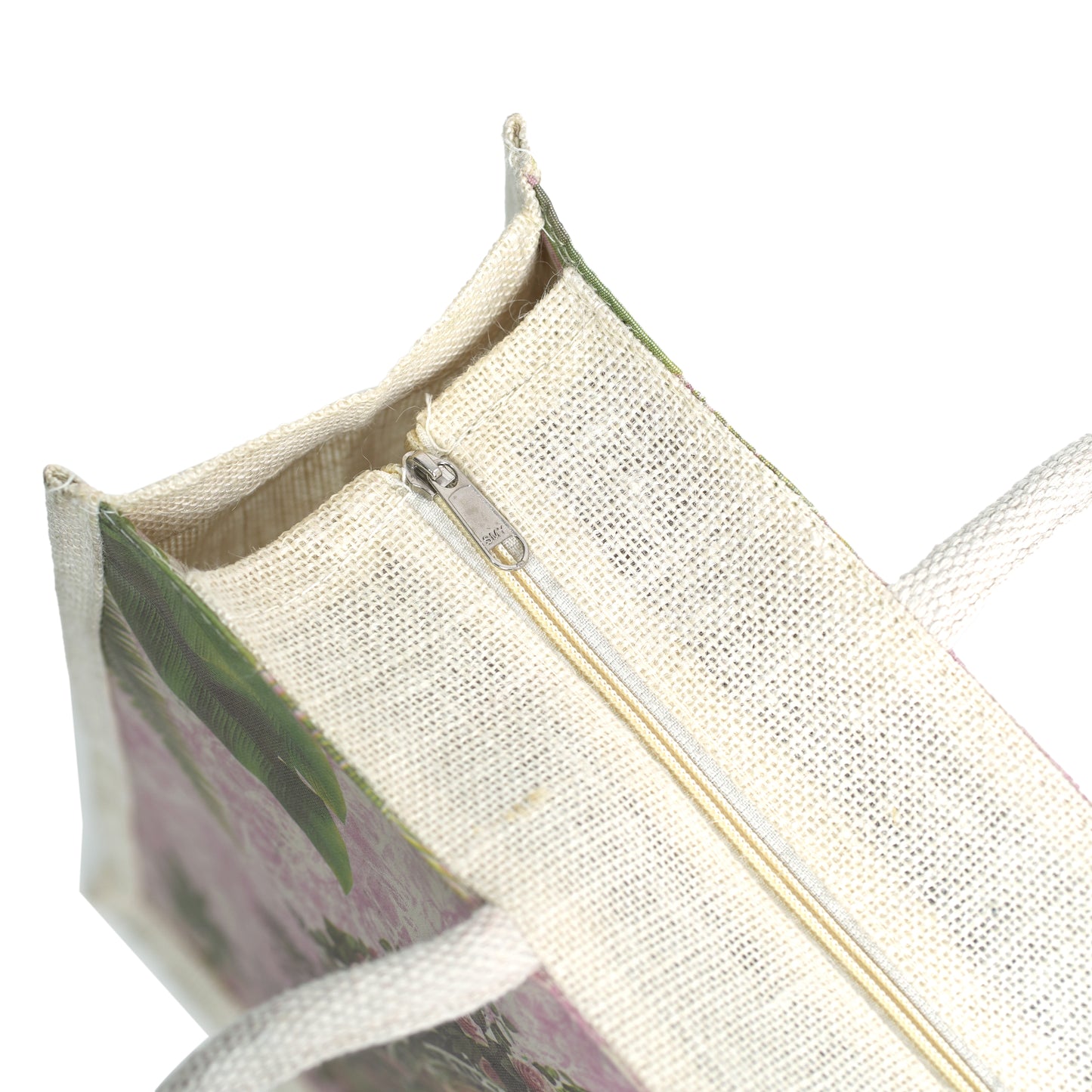 Designer Peacock Garden Jute Bag | Eco-Friendly Reusable Tote | Floral Printed Shopping Handbag (16×14×5 inch)