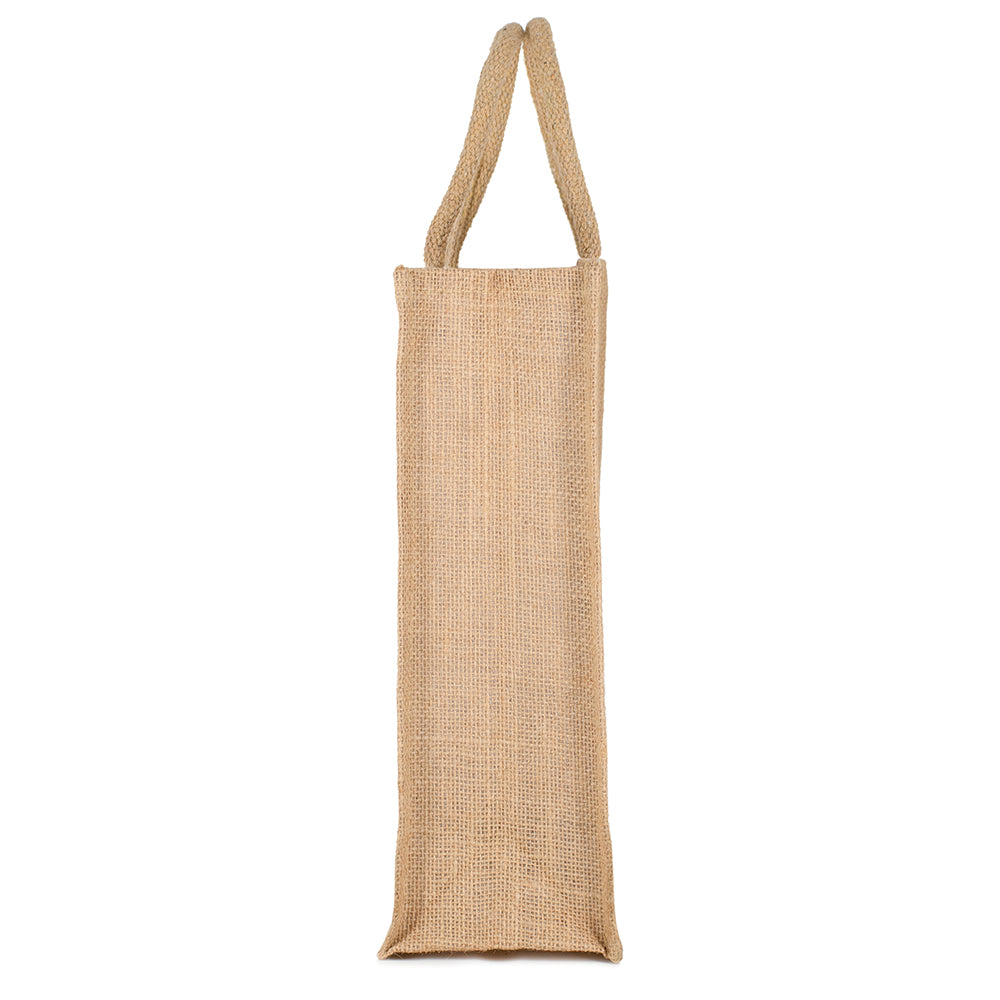 Yoga Print Jute Bag | Multipurpose Reusable Lunch & Grocery Bag | Handcrafted with Zipper | 33x29x12cm