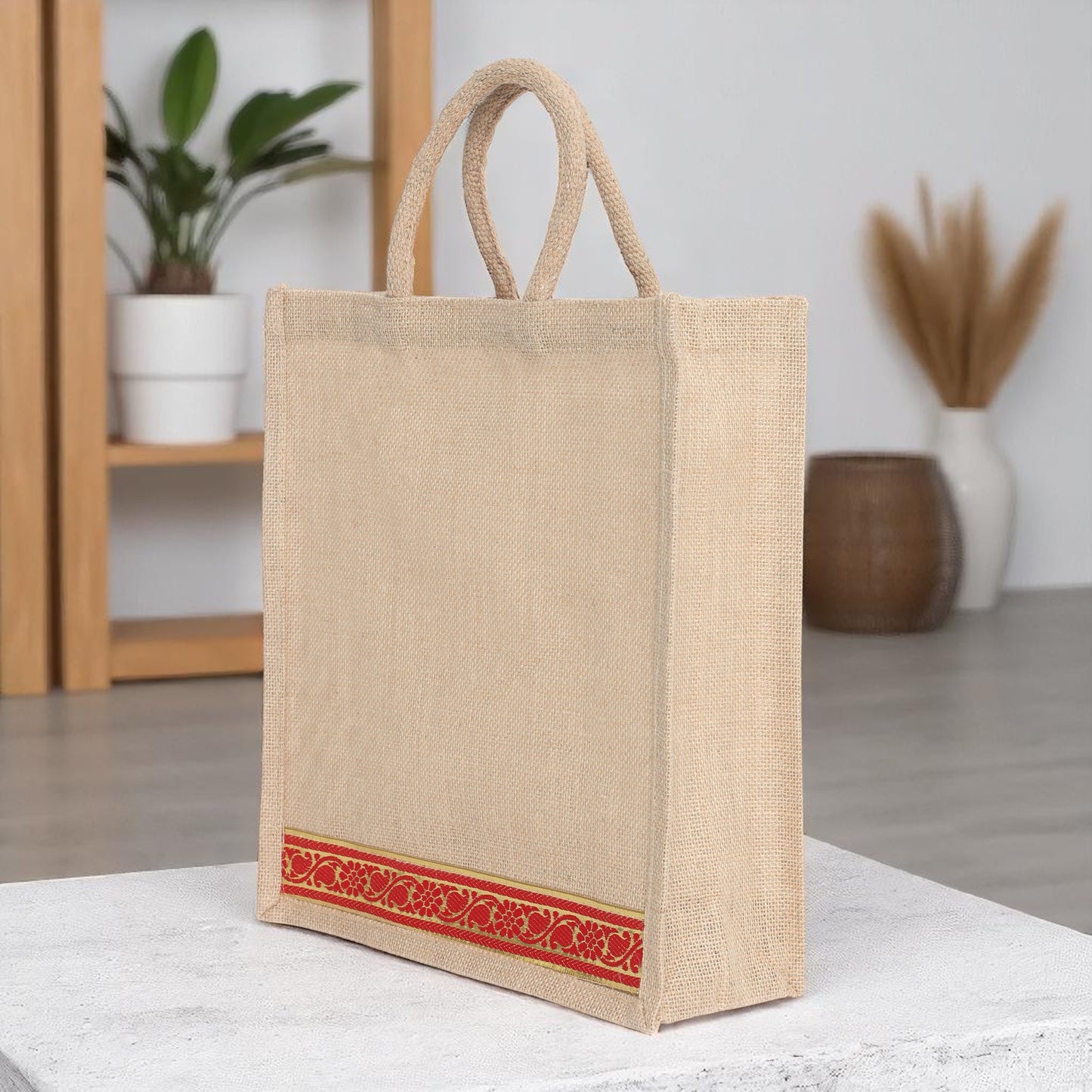 Eco-Friendly Jute Carry Bags | Reusable Shopping Bags for Daily Use with Zipper | Durable & Lightweight