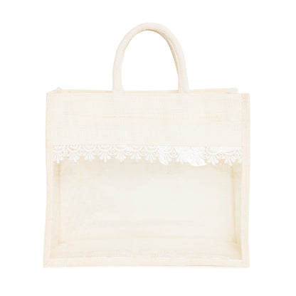 Jute Gift Hamper Bag with Transparent Window | Eco-Friendly Bag for Gifting, Return Gifts, Dry Fruits | Reusable Tote Bag