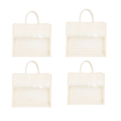 Jute Gift Hamper Bag with Transparent Window | Eco-Friendly Bag for Gifting, Return Gifts, Dry Fruits | Reusable Tote Bag