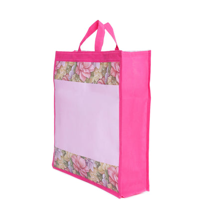 Non-Woven Floral Gift Carry Bag – Set of 5 | Reusable, Lightweight Bags for Return Gifts & Festive Use (15.5 x 17 x 5 Inches)