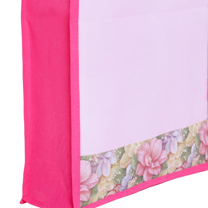 Non-Woven Floral Gift Carry Bag – Set of 5 | Reusable, Lightweight Bags for Return Gifts & Festive Use (15.5 x 17 x 5 Inches)