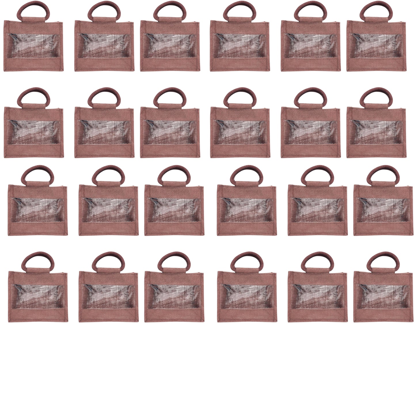 Purple Jute Bag with Transparent Window | Eco-Friendly Reusable Gift Bag | Return Gift Tote | Lunch Handbag | 25.4 × 20.32 × 12.7 cm