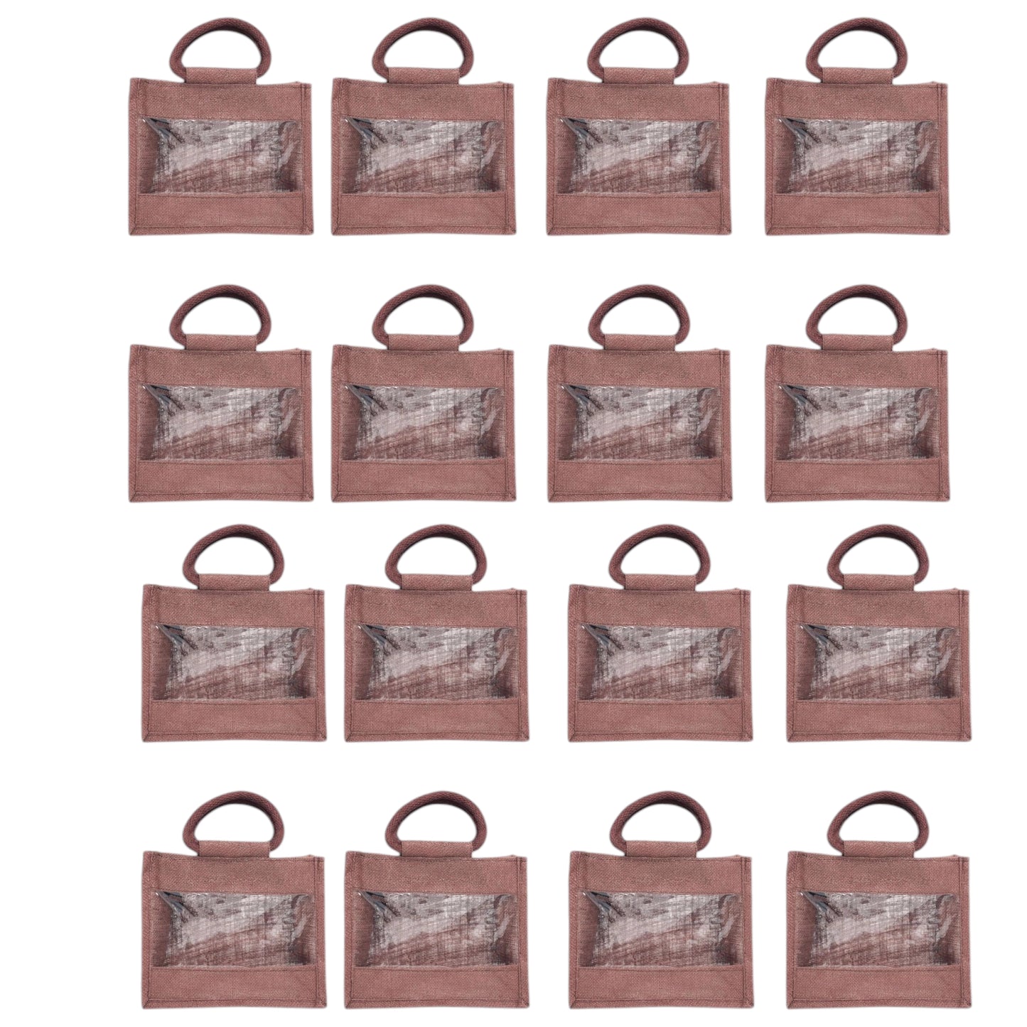 Purple Jute Bag with Transparent Window | Eco-Friendly Reusable Gift Bag | Return Gift Tote | Lunch Handbag | 25.4 × 20.32 × 12.7 cm