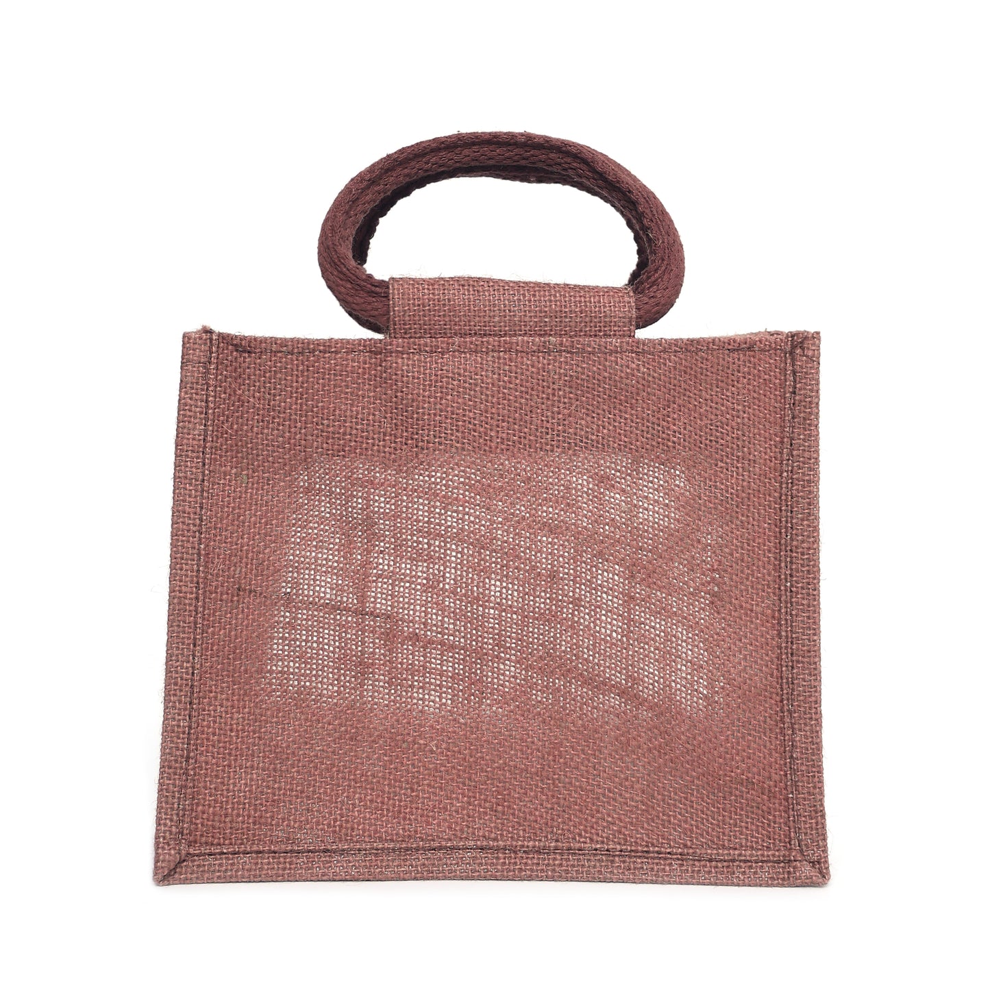 Purple Jute Bag with Transparent Window | Eco-Friendly Reusable Gift Bag | Return Gift Tote | Lunch Handbag | 25.4 × 20.32 × 12.7 cm