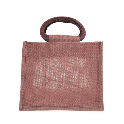 Purple Jute Bag with Transparent Window | Eco-Friendly Reusable Gift Bag | Return Gift Tote | Lunch Handbag | 25.4 × 20.32 × 12.7 cm