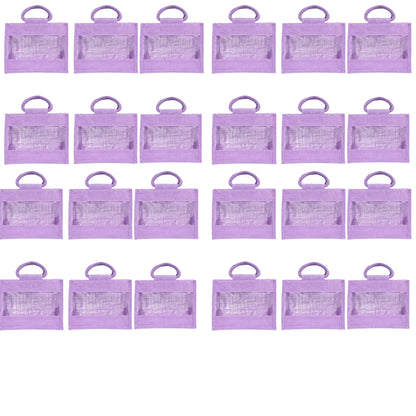 Purple Jute Bag with Transparent Window | Eco-Friendly Reusable Gift Bag | Return Gift Tote | Lunch Handbag | 25.4 × 20.32 × 12.7 cm