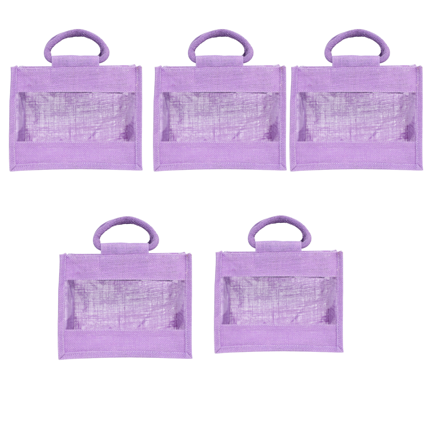 Purple Jute Bag with Transparent Window | Eco-Friendly Reusable Gift Bag | Return Gift Tote | Lunch Handbag | 25.4 × 20.32 × 12.7 cm