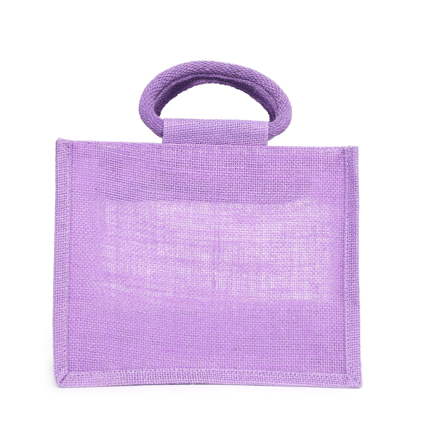 Purple Jute Bag with Transparent Window | Eco-Friendly Reusable Gift Bag | Return Gift Tote | Lunch Handbag | 25.4 × 20.32 × 12.7 cm