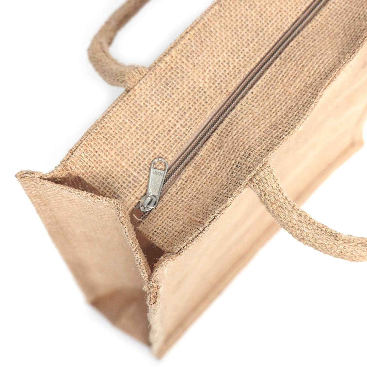 Jute Bag Blue Floral Design with Zip Pocket | Eco-Friendly Reusable Shopping Bag | Multipurpose Carry Bag for Women & Men | Size 30.5 × 25.4 × 12.7 cm