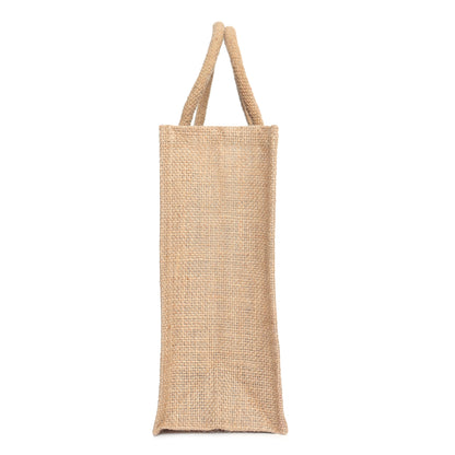 Jute Bag Blue Floral Design with Zip Pocket | Eco-Friendly Reusable Shopping Bag | Multipurpose Carry Bag for Women & Men | Size 30.5 × 25.4 × 12.7 cm