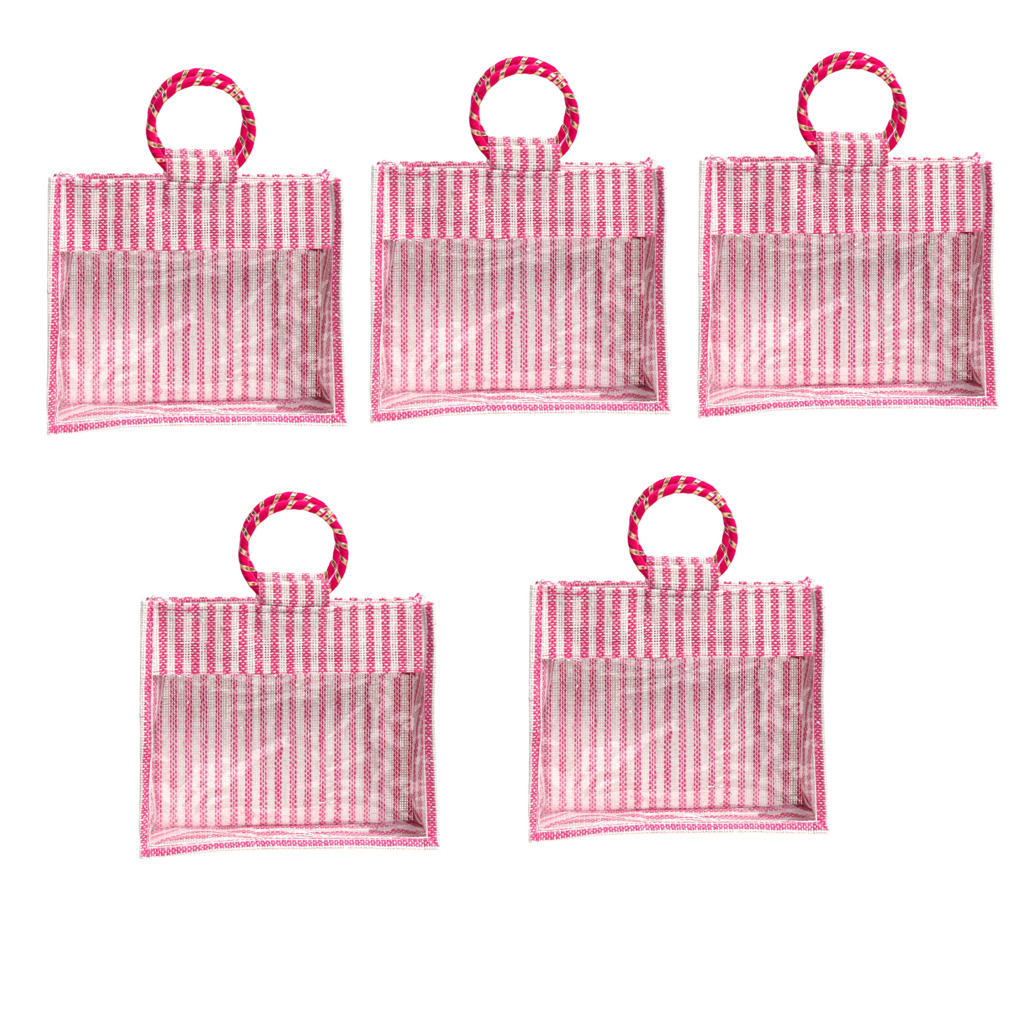 Jute Gift Bag with Transparent Window for Wedding Gifting & Return Gifts – 12x10x4 Inch