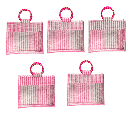 Jute Gift Bag with Transparent Window for Wedding Gifting & Return Gifts – 12x10x4 Inch