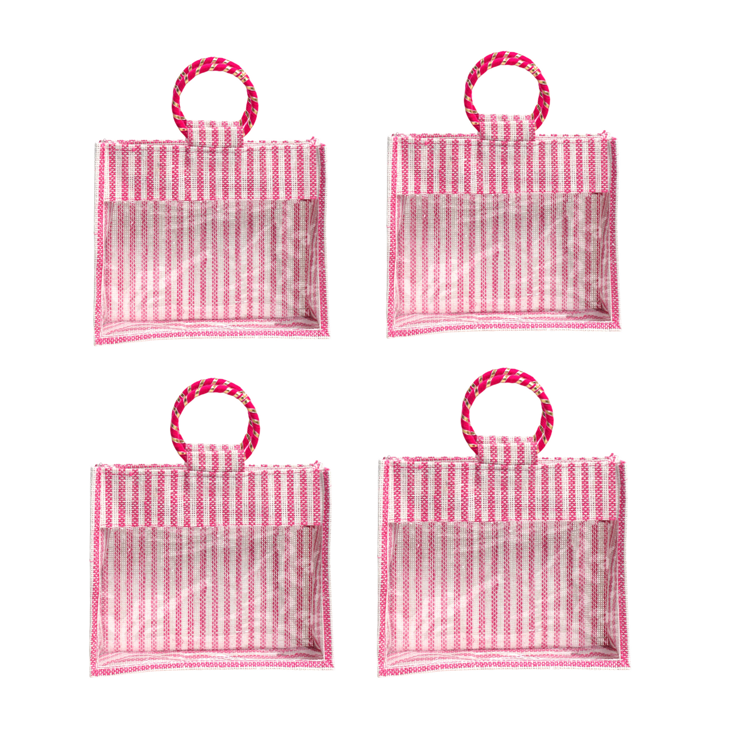 Jute Gift Bag with Transparent Window for Wedding Gifting & Return Gifts – 12x10x4 Inch
