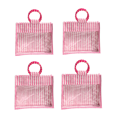 Jute Gift Bag with Transparent Window for Wedding Gifting & Return Gifts – 12x10x4 Inch