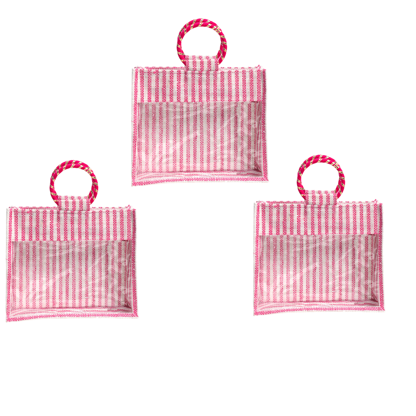 Jute Gift Bag with Transparent Window for Wedding Gifting & Return Gifts – 12x10x4 Inch