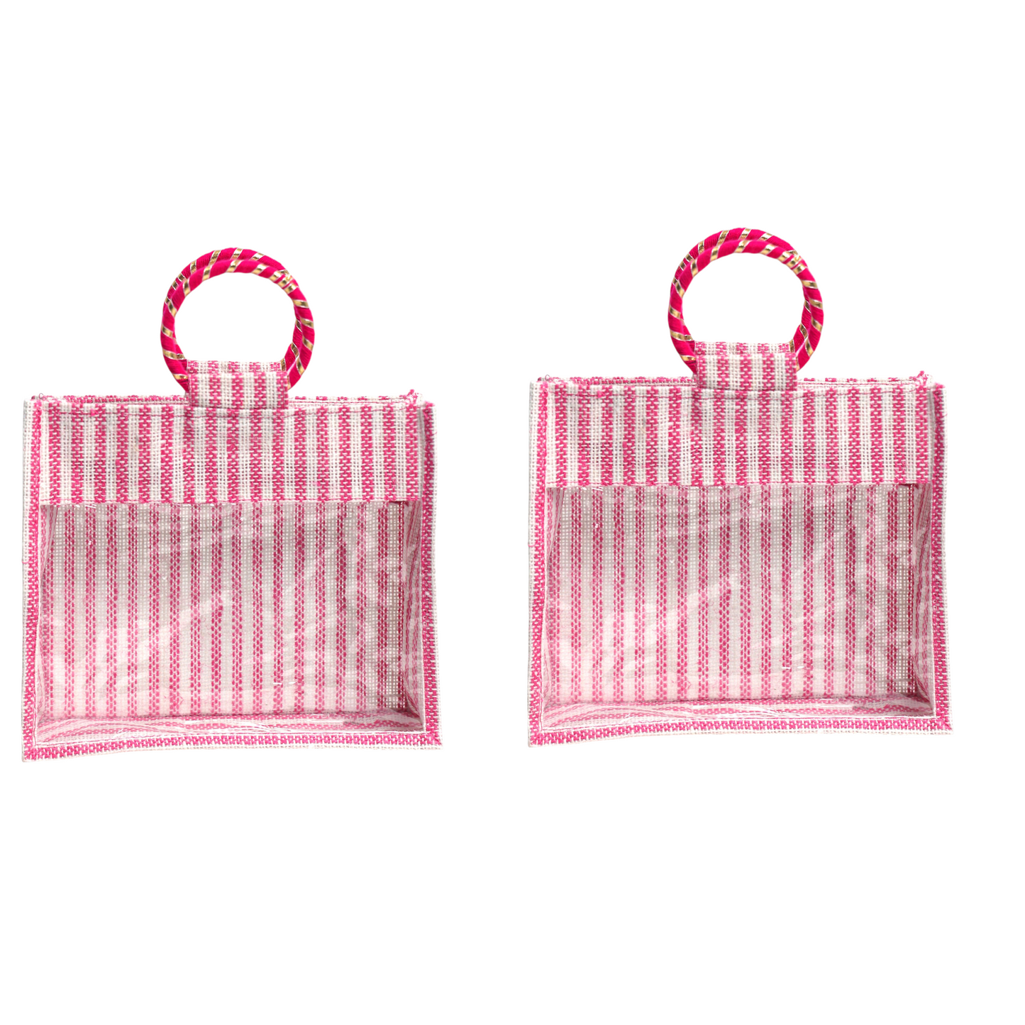 Jute Gift Bag with Transparent Window for Wedding Gifting & Return Gifts – 12x10x4 Inch