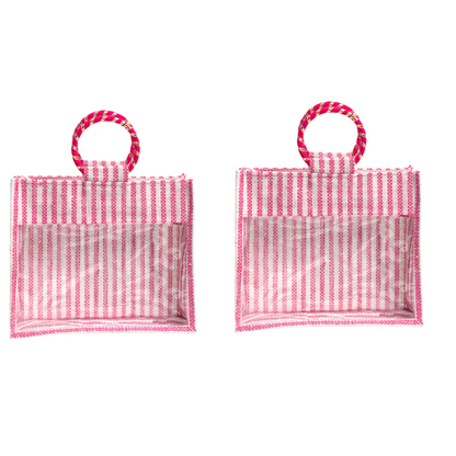 Jute Gift Bag with Transparent Window for Wedding Gifting & Return Gifts – 12x10x4 Inch