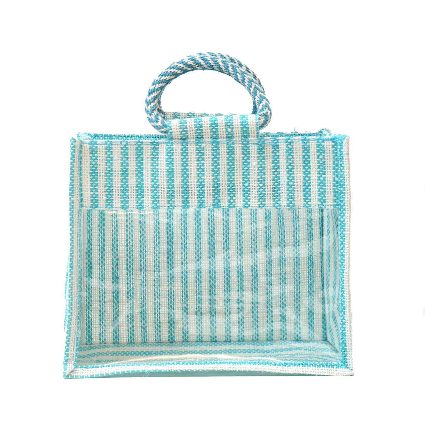 Jute Gift Bag with Transparent Window for Wedding Gifting & Return Gifts – 12x10x5 Inch