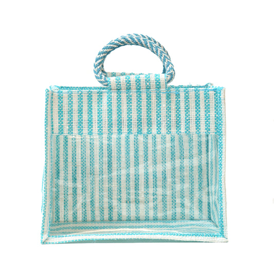 Jute Gift Bag with Transparent Window for Wedding Gifting & Return Gifts – 12x10x5 Inch