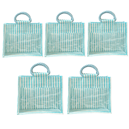 Jute Gift Bag with Transparent Window for Wedding Gifting & Return Gifts – 12x10x5 Inch
