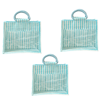 Jute Gift Bag with Transparent Window for Wedding Gifting & Return Gifts – 12x10x5 Inch