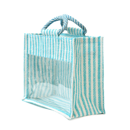 Jute Gift Bag with Transparent Window for Wedding Gifting & Return Gifts – 12x10x5 Inch