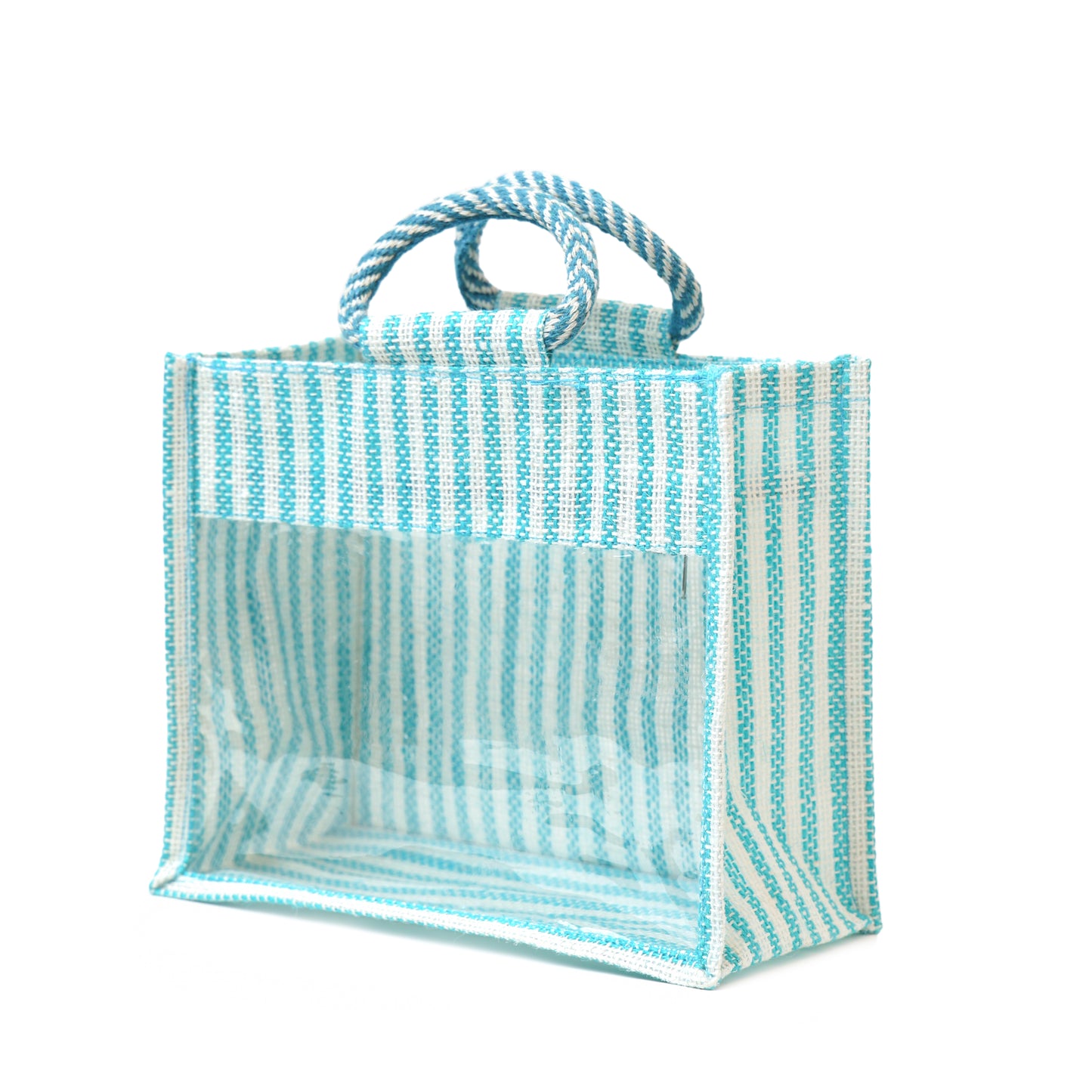 Jute Gift Bag with Transparent Window for Wedding Gifting & Return Gifts – 12x10x5 Inch