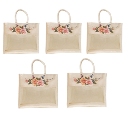 Jute Gift Bag with Transparent Window for Gifting & Return Gifts – (12x10x5 Inch, Natural)