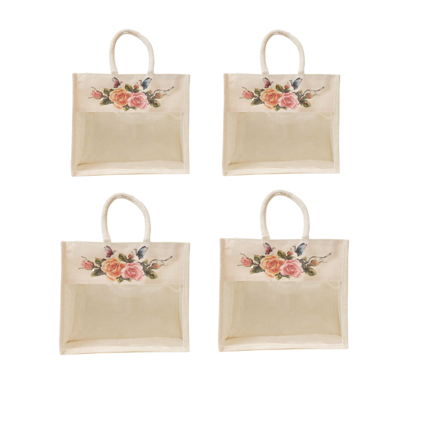 Jute Gift Bag with Transparent Window for Gifting & Return Gifts – (12x10x5 Inch, Natural)