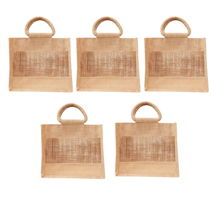 Jute Gift Bag with Transparent Window for Gifting & Return Gifts –   12*10*5 Inch