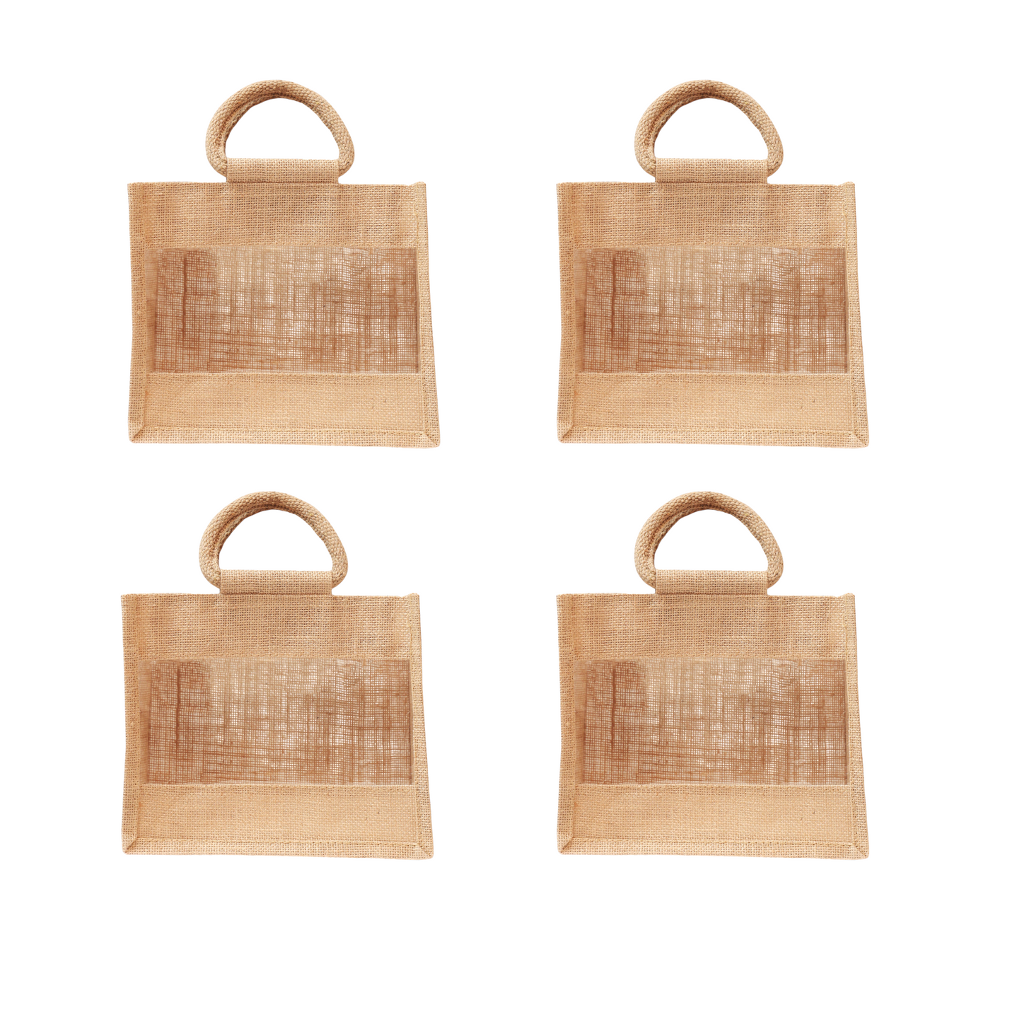 Jute Gift Bag with Transparent Window for Gifting & Return Gifts –   12*10*5 Inch