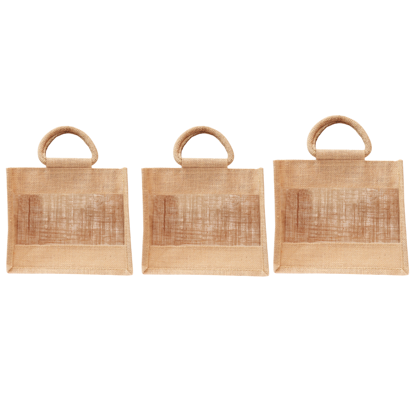 Jute Gift Bag with Transparent Window for Gifting & Return Gifts –   12*10*5 Inch