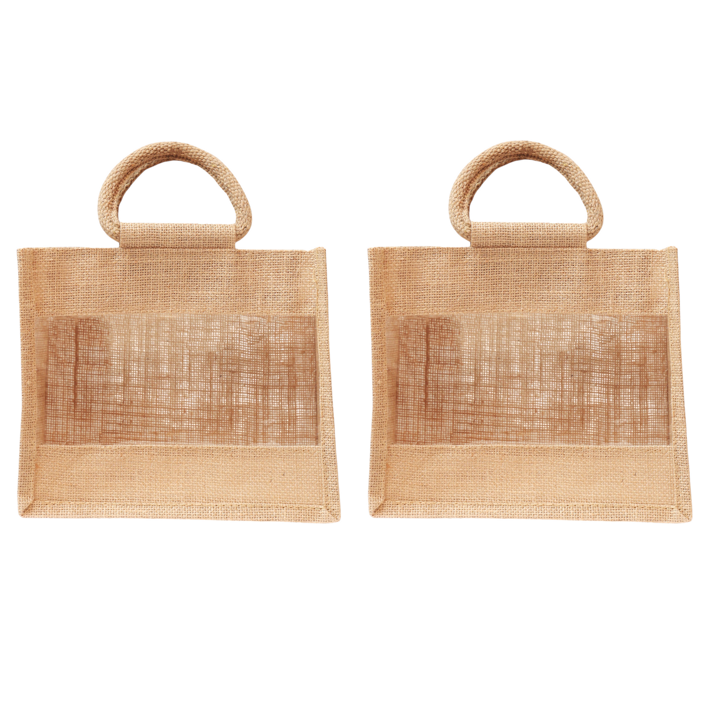 Jute Gift Bag with Transparent Window for Gifting & Return Gifts –   12*10*5 Inch