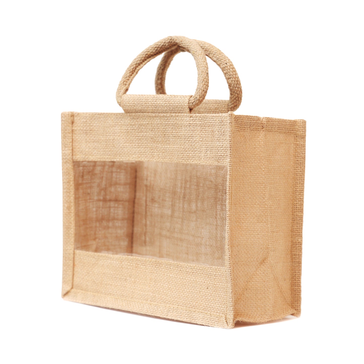 Jute Gift Bag with Transparent Window for Gifting & Return Gifts –   12*10*5 Inch