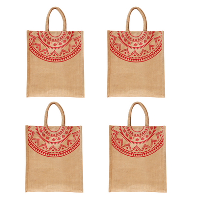 Eco-Friendly Jute Carry Bags – Available in Size 12x14x5 Inch | Reusable Shopping Bags for Daily Use with Zipper | Durable & Lightweight