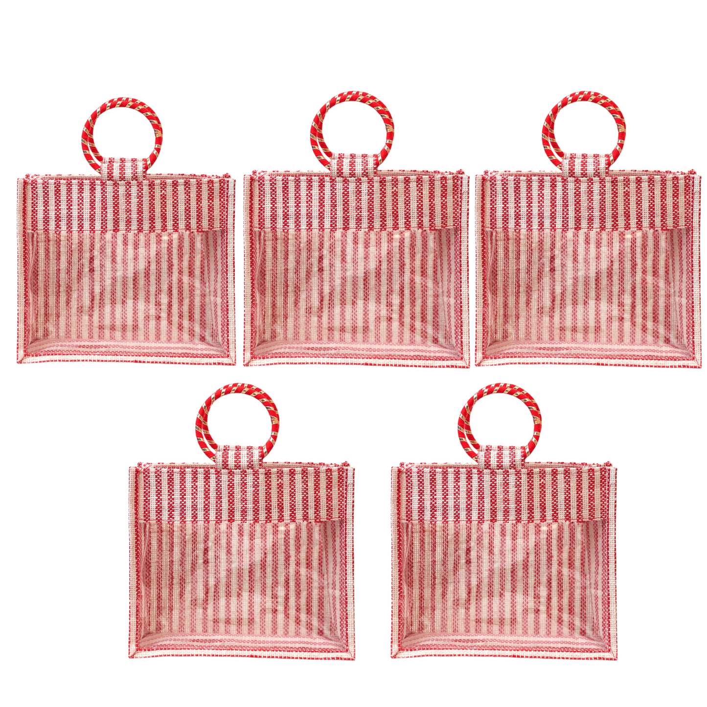 Jute Gift Bag with Transparent Window for Wedding Gifting & Return Gifts – 12x10x4 Inch