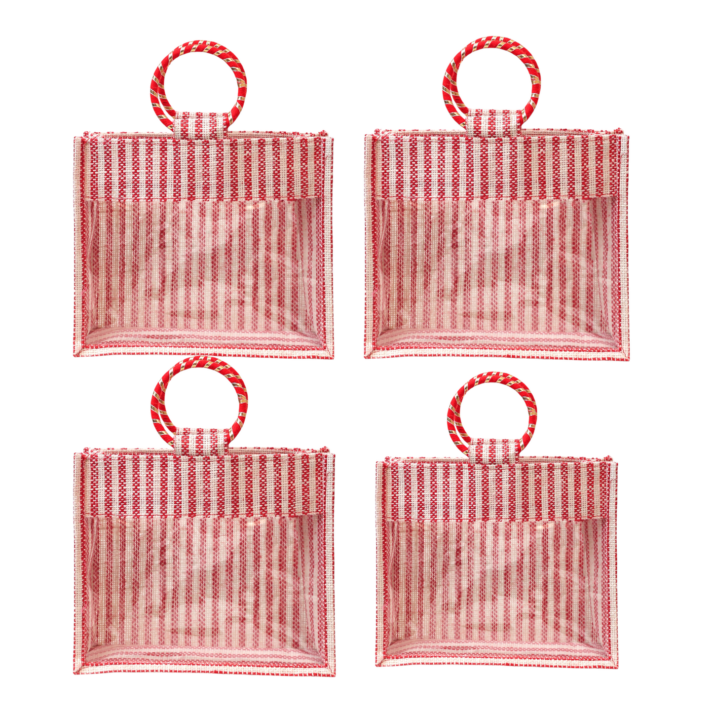 Jute Gift Bag with Transparent Window for Wedding Gifting & Return Gifts – 12x10x4 Inch