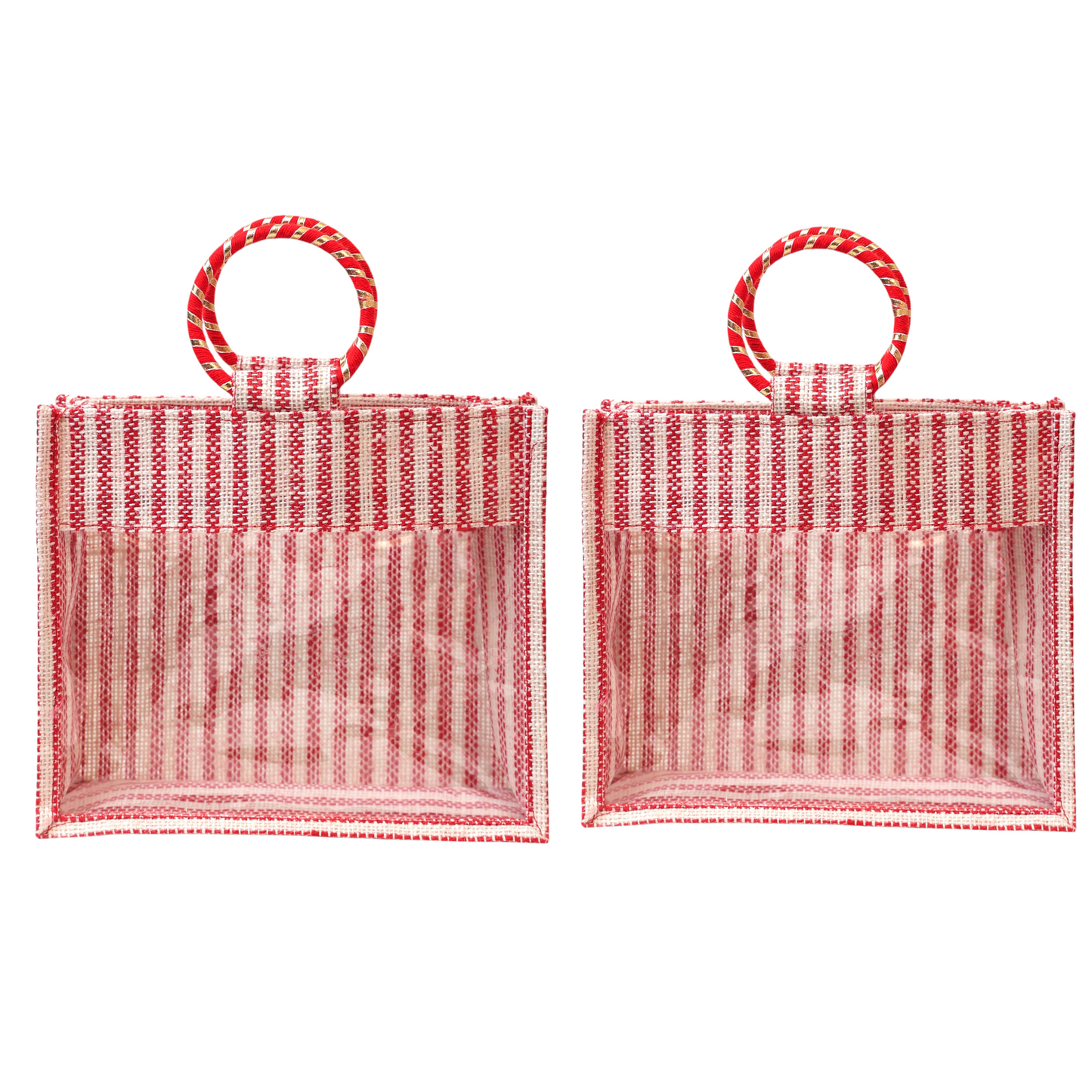 Jute Gift Bag with Transparent Window for Wedding Gifting & Return Gifts – 12x10x4 Inch