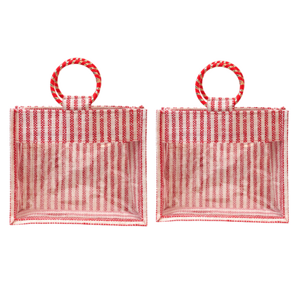 Jute Gift Bag with Transparent Window for Wedding Gifting & Return Gifts – 12x10x4 Inch