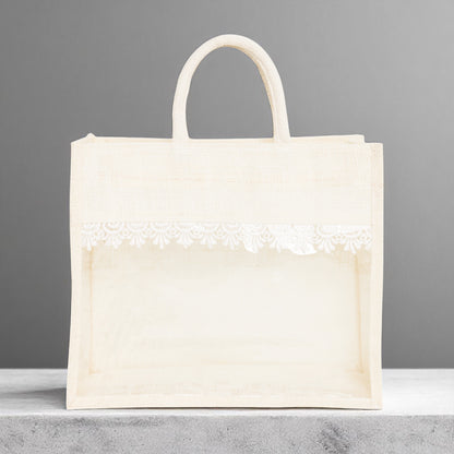 Jute Gift Hamper Bag with Transparent Window | Eco-Friendly Bag for Gifting, Return Gifts, Dry Fruits | Reusable Tote Bag