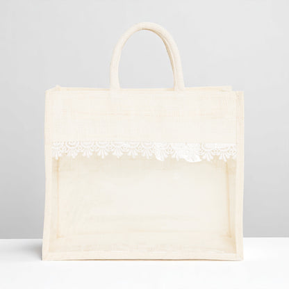 Jute Gift Hamper Bag with Transparent Window | Eco-Friendly Bag for Gifting, Return Gifts, Dry Fruits | Reusable Tote Bag