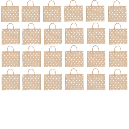 White Star Printed Jute Bag with Zipper | Eco-Friendly Reusable Shopping Tote | 16×14×6 inch