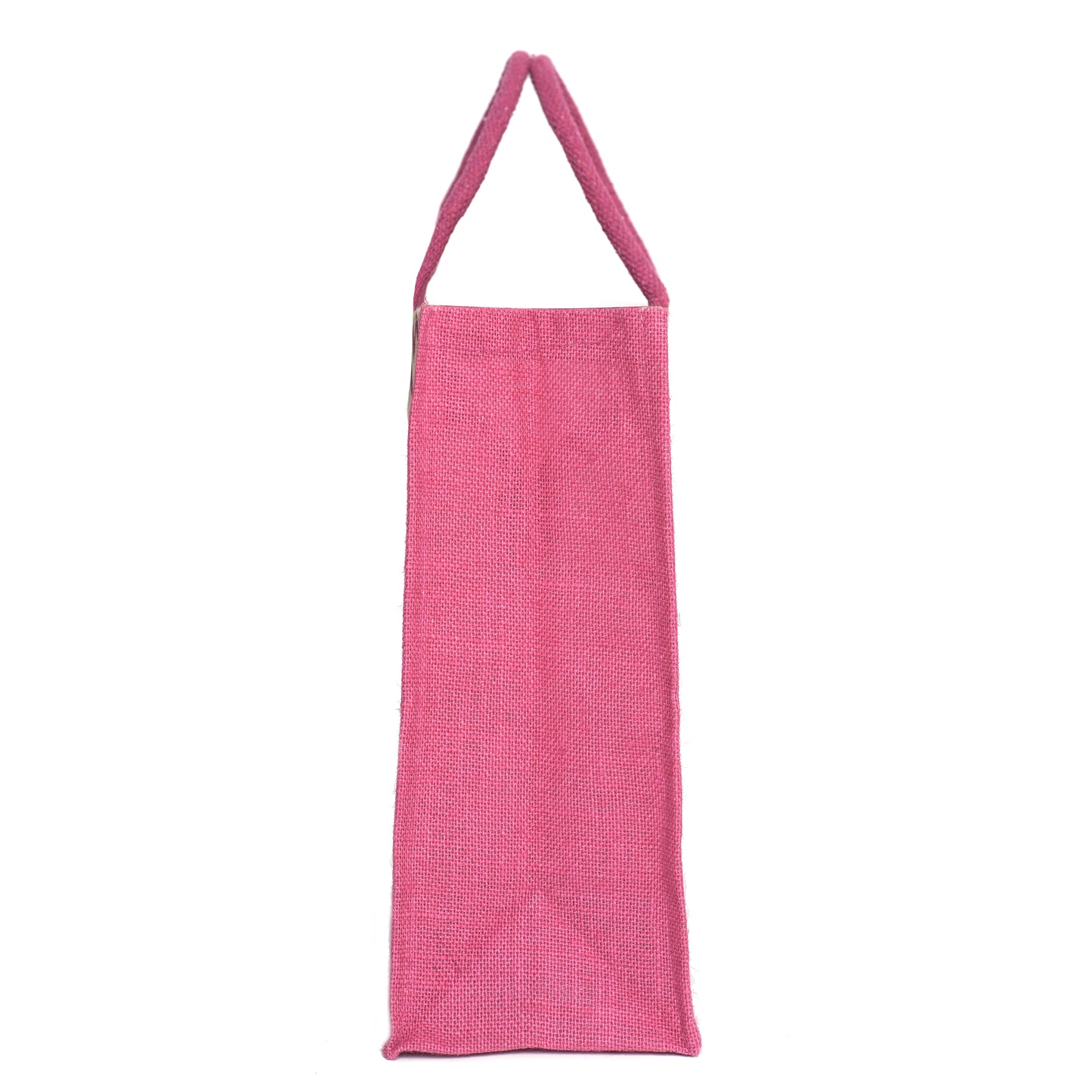 Pink Zigzag Printed Jute Bag | Eco-Friendly Reusable Shopping Tote | 16×14×6 inch