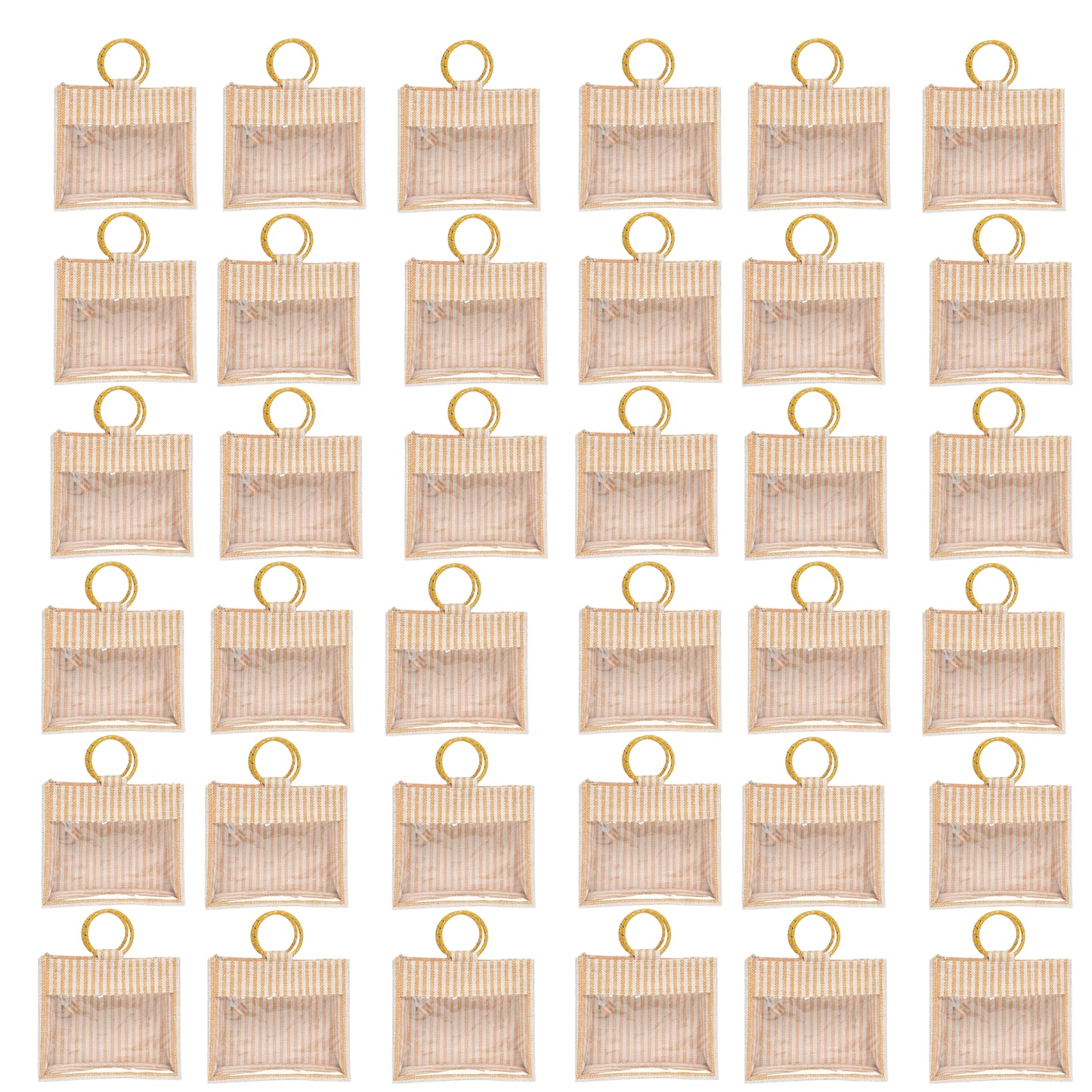 Striped Jute Gift Bag with Transparent Window – Eco-Friendly Reusable Tote (12×10×5 inch)