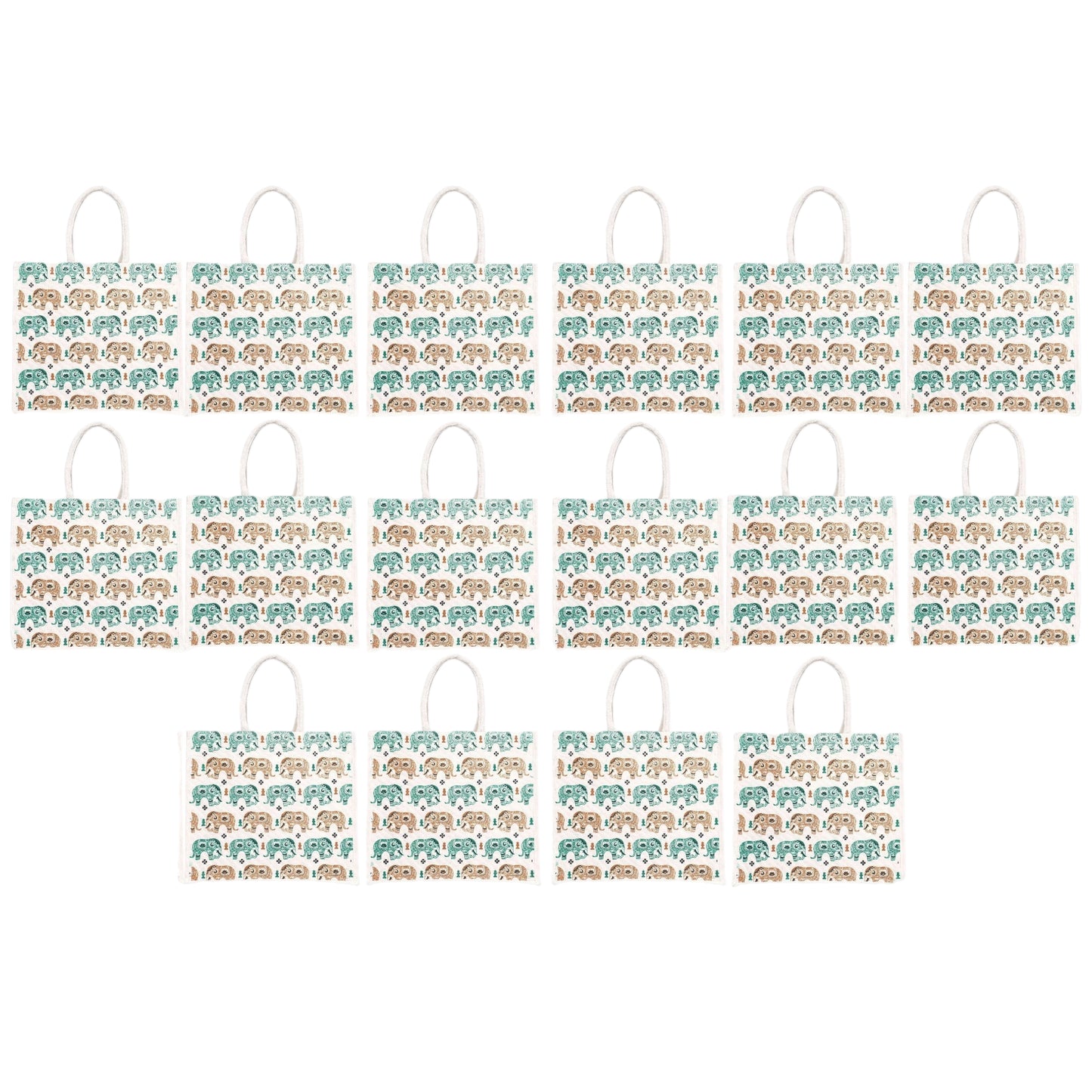 Elephant Print Canvas Tote Bag – Handmade Ethnic Eco-Friendly Shopping Bag (16×14×5 inch)