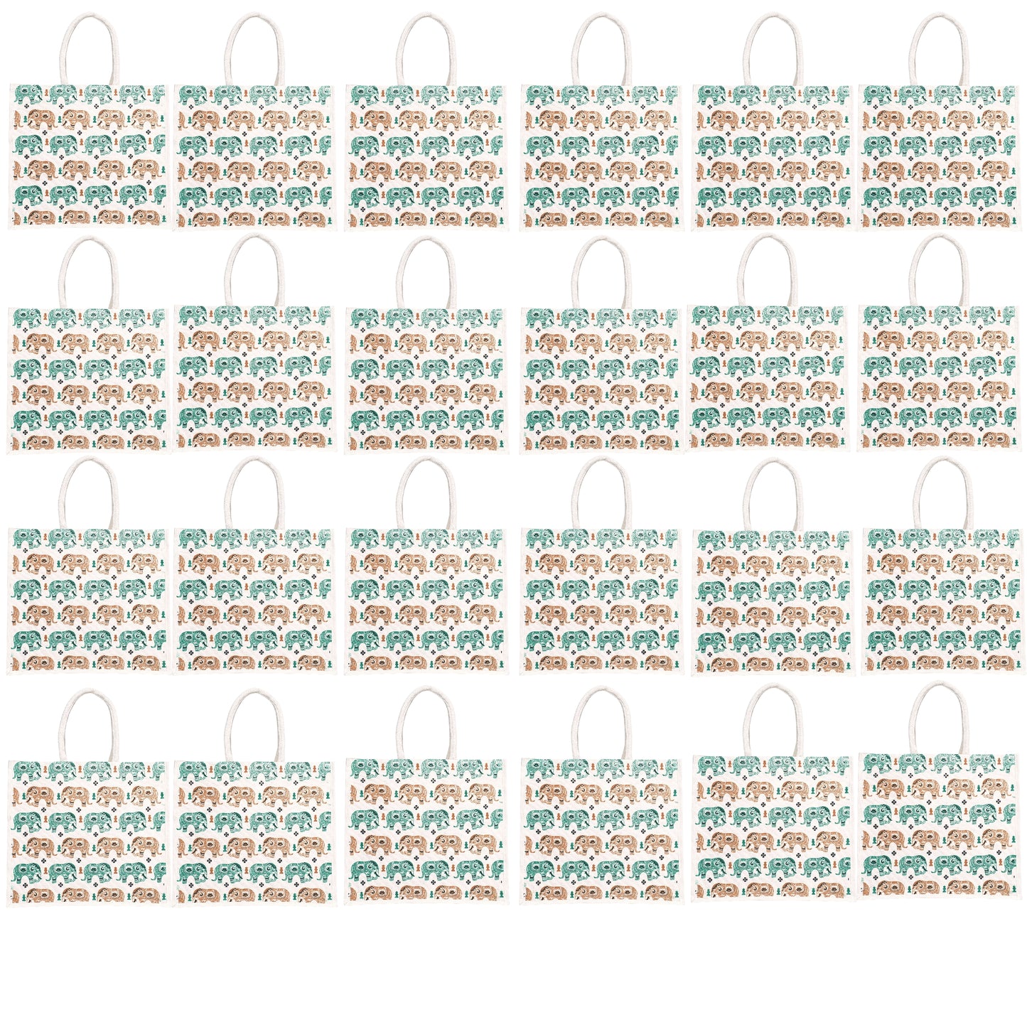 Elephant Print Canvas Tote Bag – Handmade Ethnic Eco-Friendly Shopping Bag (16×14×5 inch)